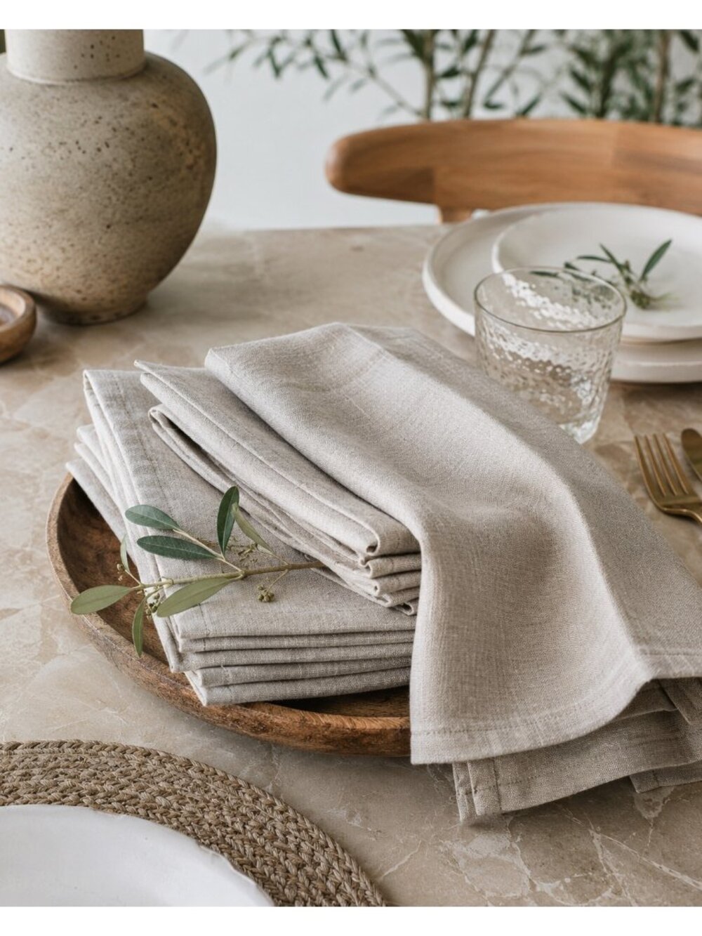 West Elm 100% Linen Napkins Set of 6 Natural Beige 20x20 Dining Table Decor